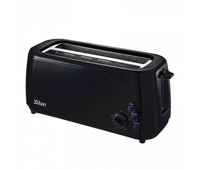 Prajitor paine dublu zilan zln-2713, negru, 1400w, 5 grade rumenire si functii multiple