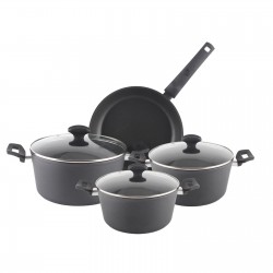 Set oale aluminiu 7 piese zilan zln-3277, strat interior neaderent, manere ebonita, capace sticla termorezistenta Set oale aluminiu 7 piese zilan zln-3277, strat interior neaderent, manere ebonita, capace sticla termorezistenta