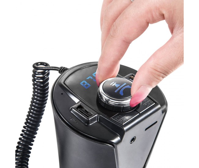Modulator FM Bluetooth Auto, MCS Car-Cup, incarcator USB, MP3, microSD, AUX, Handsfree LCD BX6