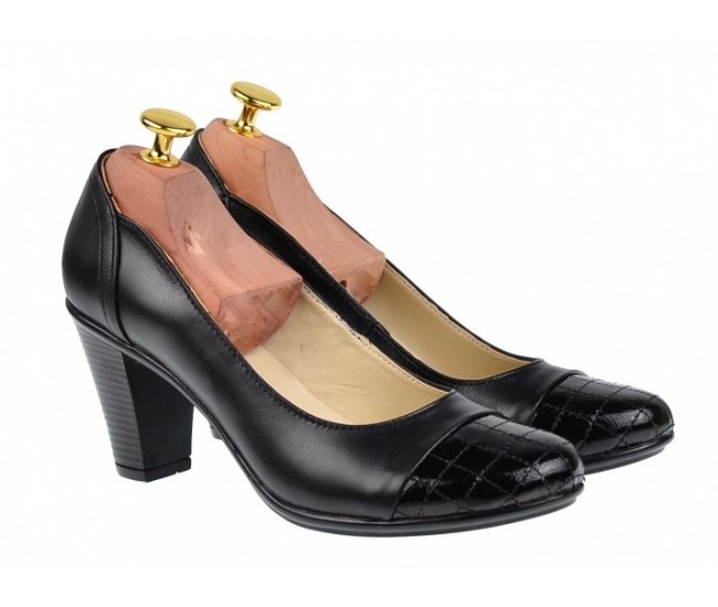 Pantofi dama eleganti din piele naturala cu varf lacuit,croco,toc 7cm - P13423LACN