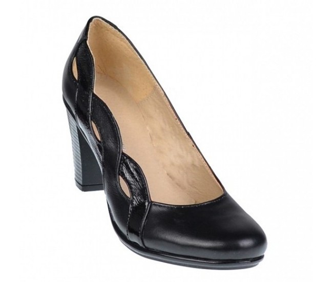 Pantofi dama, din piele naturala, de culoare neagra - eleganti - Made in Romania P134233NLAC