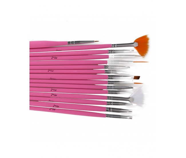 Pensule pentru unghii set 15 Miley pink