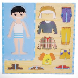 Puzzle din lemn - imbraca baiatul - jucarie distractiva