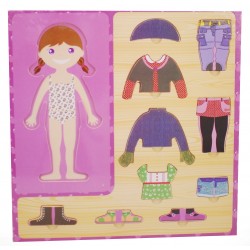 Puzzle din lemn - imbraca fetita - jucarie distractiva