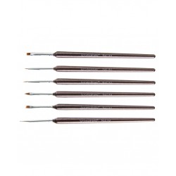 Pensule pentru unghii set 6 JS pictura (maner maro)